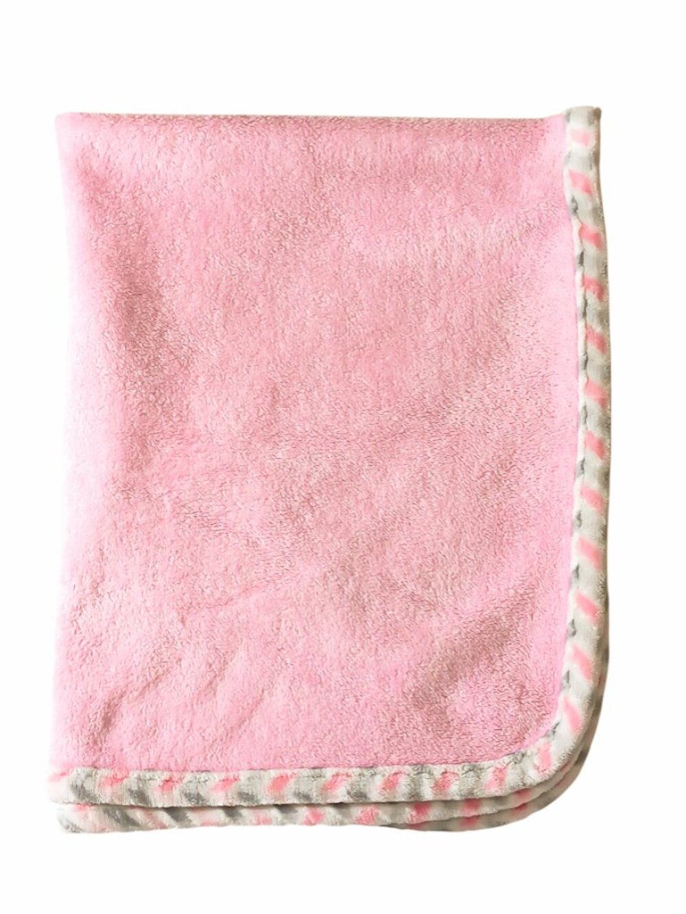 Le Bebe Favorite Chevron Striped Trim Pink Baby Security Lovey Blanket 29" X 36"